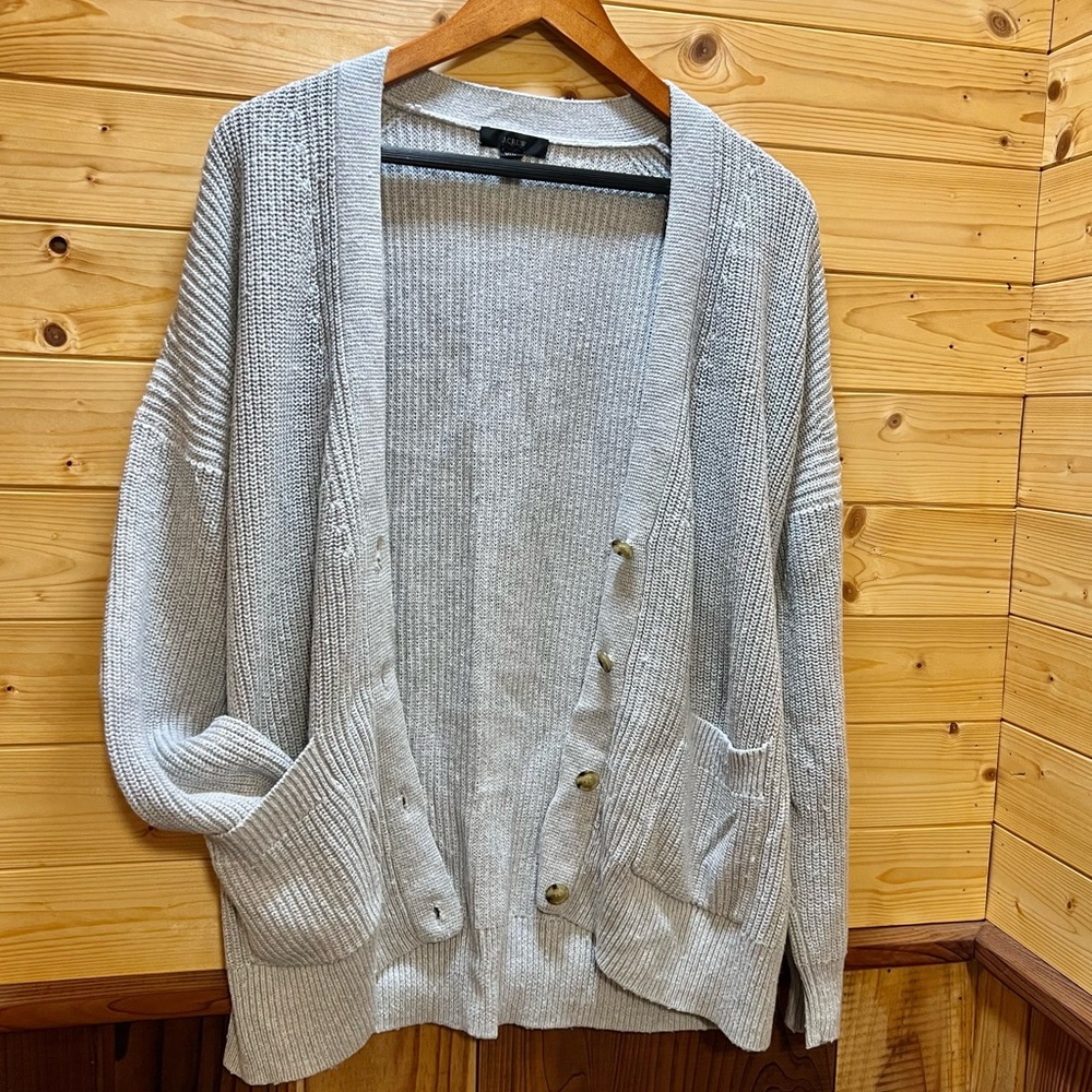 J. Crew Light Gray Cardigan Sweater